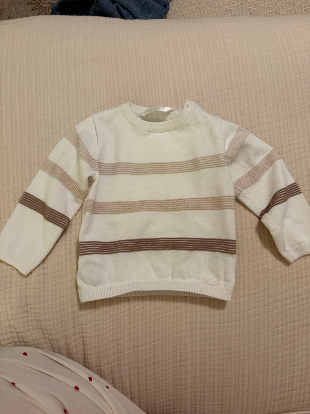 Mayoral Cream Sweater with Tan & Brown Stripes